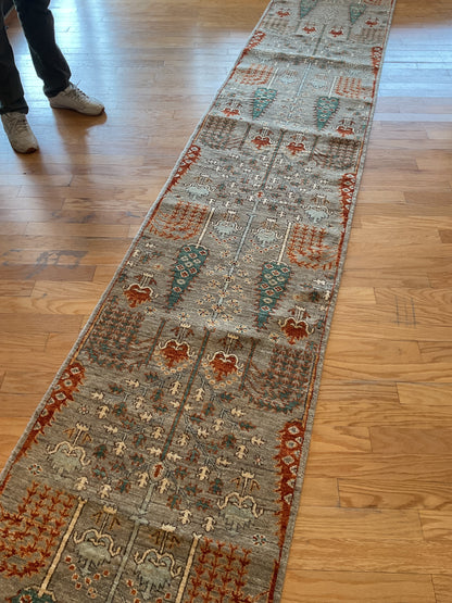 Afghan Bidjar Runner, 2'7" x 20'3", in blue, green, grey and rust - photo 5