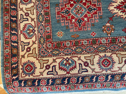 Pakistani Kazak Rug, 9'10" x 13'10", in blue, ivory, navy and red - photo 3