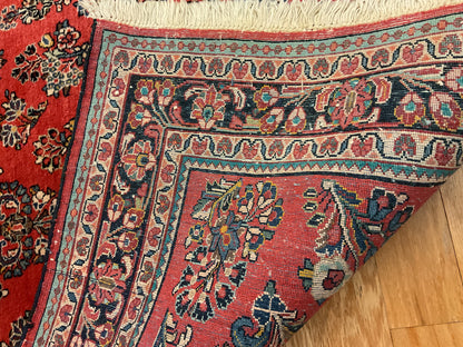 Antique Persian Sarouk Rug, 3'3" x 4'9", in ivory, navy, red and salmon - photo 3