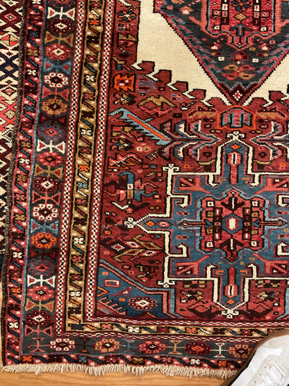 Vintage Persian Karajh Runner, 3'7" x 16'3", in ivory, navy and red - photo 2