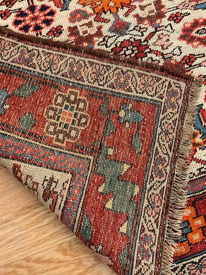 Antique Persian Kurdish Rug, 3'4" x 5'3", in blue, green, ivory and red - photo 3
