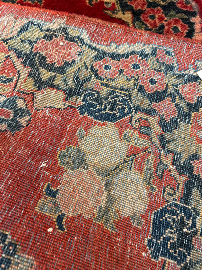 Antique Persian Sarouk Runner, 2'9" x 15'2", in ivory, navy, pink and red - photo 4