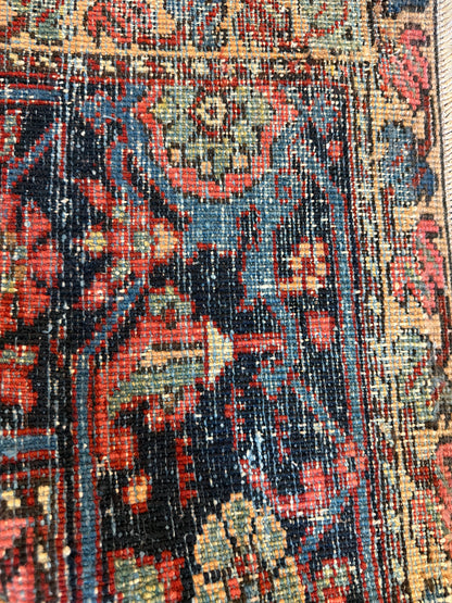 Antique Persian Heriz Rug, 9'4" x 12'7", in blue, brick, green and navy - photo 5