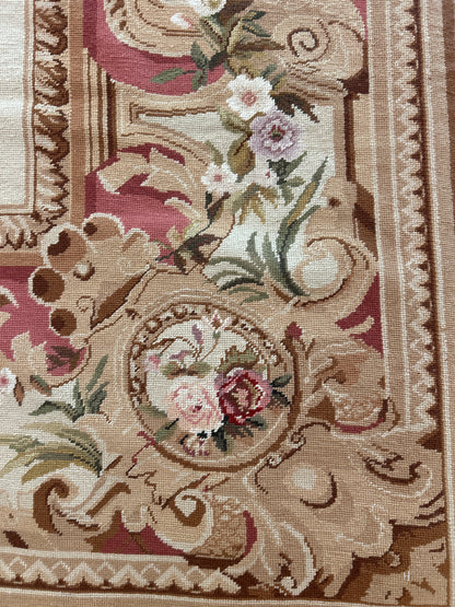 Sino Needlepoint Tapestry, 8' x 10', in beige, ivory, pink and rose - photo 4