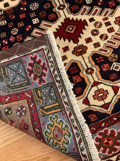 Vintage Persian Malayer Rug, 4'4" x 6'9", in blue, ivory, navy and red - photo 2
