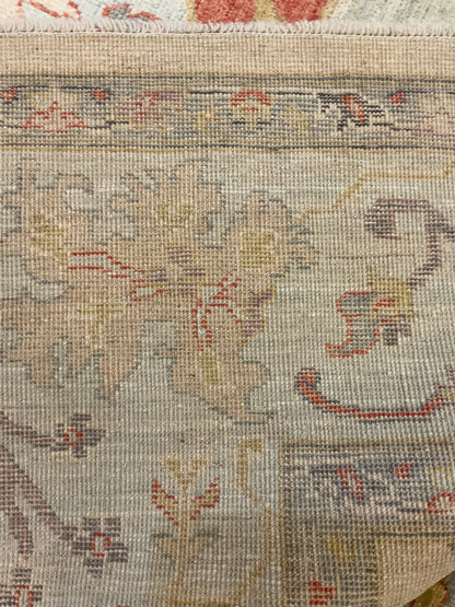 Afghan Oushak Rug, 8'10" x 11'10", in baby blue, gold, ivory and plum - photo 4