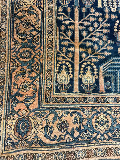 Antique Persian Bidjar Runner, 7'3" x 19'9", in blue, gold, navy and salmon - photo 3