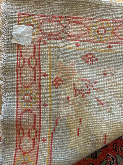 Antique Turkish Oushak Rug, 9'5" x 13', in gold, khaki and red - photo 3