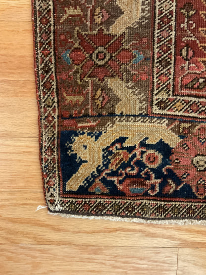 Antique Persian Sarouk Farahan Rug, 3'8" x 5', in navy, rust and tan - photo 2