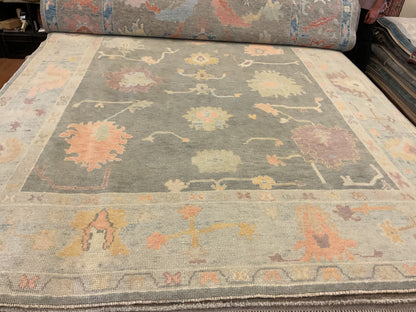 Turkish Oushak Rug, 8' x 9'8", in beige, gold, grey and peach - photo 3