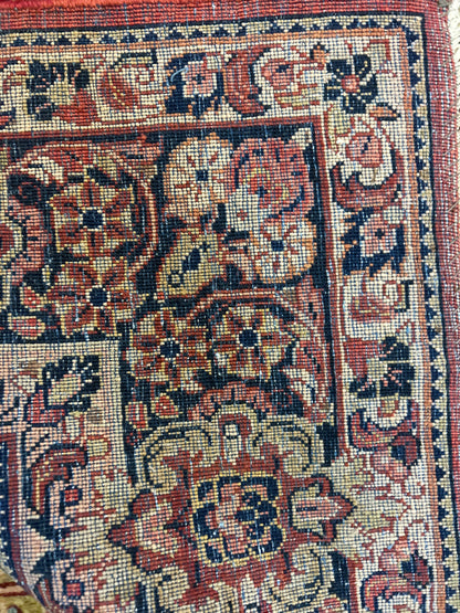 Antique Persian Sarouk Runner, 6'1" x 11'7", in burgundy, ivory, navy and salmon - photo 5