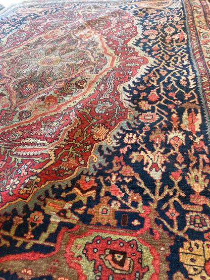 Antique Persian Bidjar Rug, 4'7" x 6'2", in baby blue, ivory, navy and red - photo 6