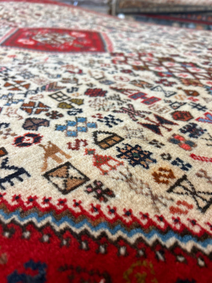 Vintage Persian Abbedeh Rug, 3'2" x 6'6", in ivory and red - photo 4