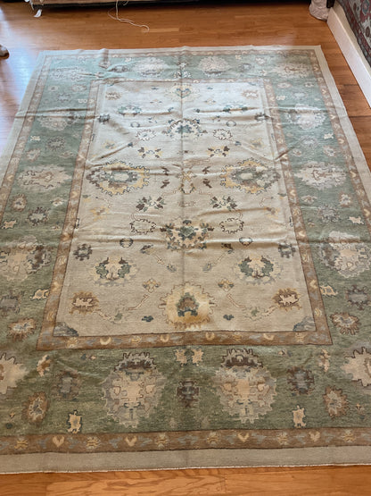 Turkish Oushak Rug, 9' x 12'2", in brown, green, grey and ivory - photo 4
