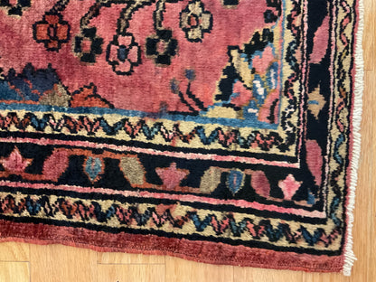 Antique Persian Lilian Rug, 3'5" x 4'5", in blue, navy, red and rose - photo 3