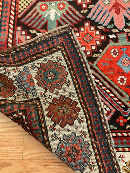 Antique Russian Kazak Rug, 3'7" x 7'10", in brown, ivory, orange and red - photo 3