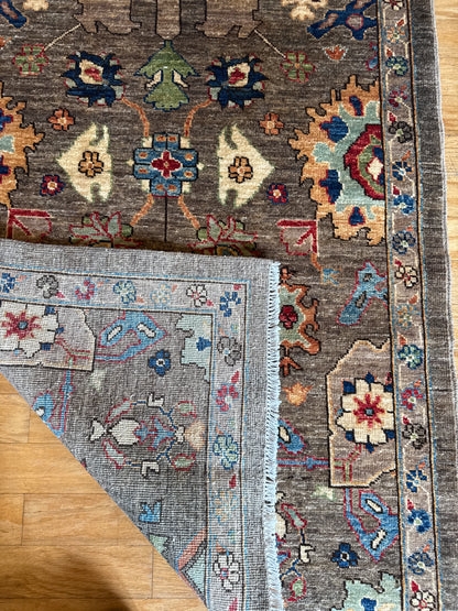 Afghan Peshawar Runner, 3'1" x 6', in baby blue, brown, cocoa and grey - photo 5