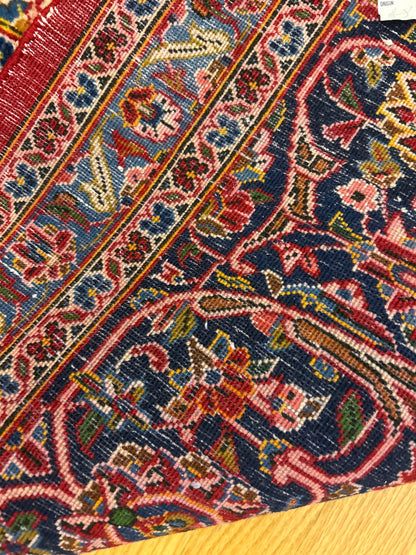 Vintage Persian Kashan Rug, 9'6" x 13'3", in ivory, navy and red - photo 3