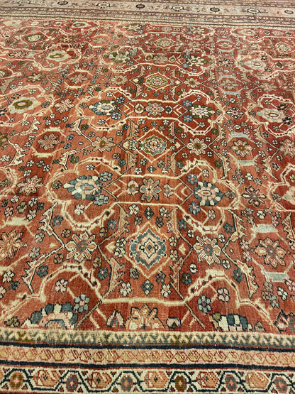 Antique Persian Mohal Rug, 13'3" x 19'7", in grey, ivory and rust - photo 5