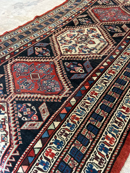 Antique Persian Northwest Runner, 3'5" x 14'10", in blue, ivory, navy and red - photo 5