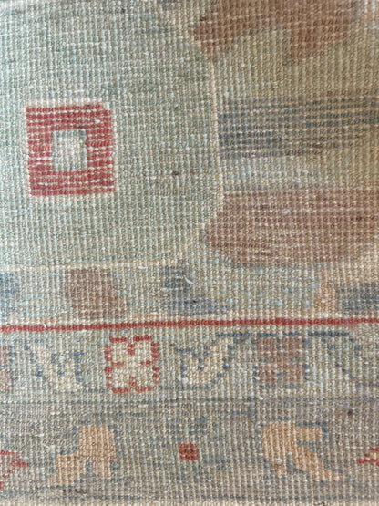 Afghan Oushak Rug, 11'9" x 15'9", in baby blue, gold, grey and ivory - photo 4