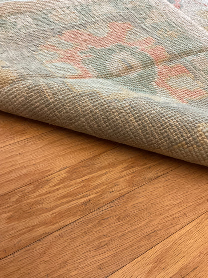 Turkish Oushak Rug, 8'8" x 10'4", in beige, green, grey and salmon - photo 2