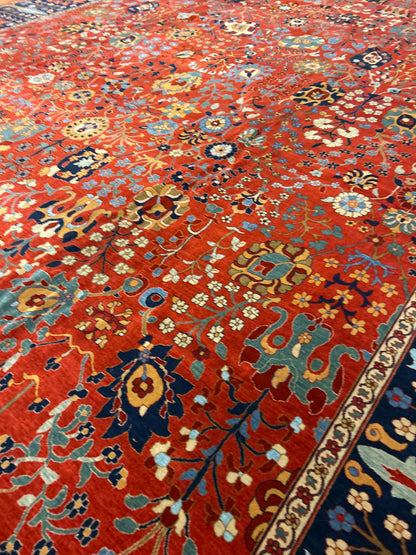 Turkish Mohal Rug, 13'5" x 19'5", in blue, gold, navy and red - photo 6