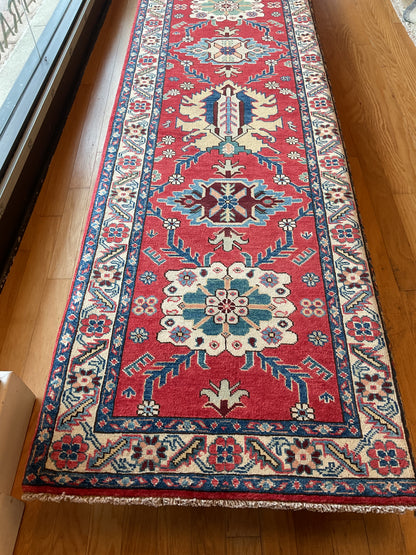 Pakistani Mohal Runner, 2'9" x 13'7", in ivory, navy, red and teal