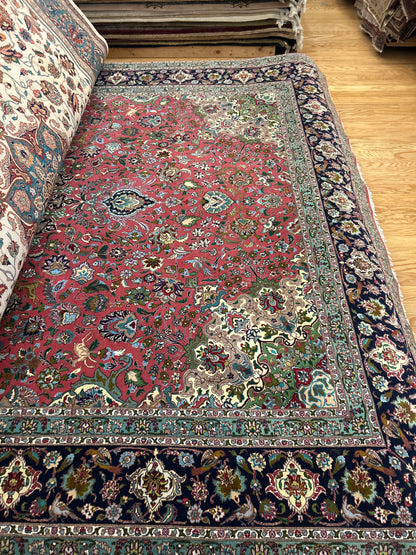 Persian Tabriz Rug, 8'3" x 11'7", in ivory, navy, rose and teal - photo 3