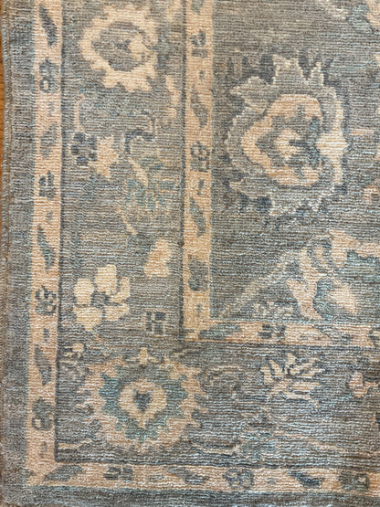 Afghan Peshawar Rug, 4' x 5'9", in baby blue, grey and ivory - photo 4