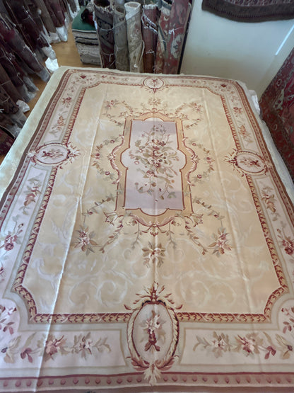 Sino Aubusson Tapestry, 8'11" x 11'6", in gold, green, ivory and pink - photo 2