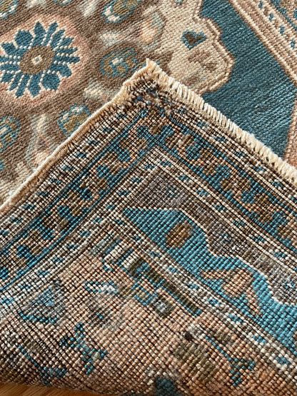 Vintage Turkish Anatolian Rug, 1'8" x 3'6", in brown, ivory and teal - photo 4