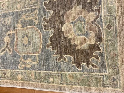 Afghan Oushak Rug, 8'1" x 9'9", in ivory, sea moss, slate and tan - photo 3