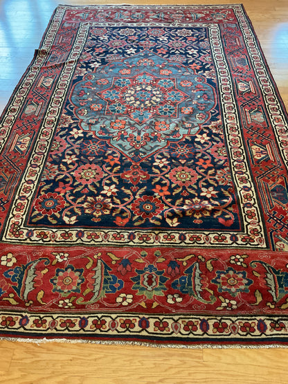 Antique Persian Northwest Rug, 5'10" x 9'9", in blue, ivory, navy and red - photo 2