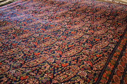Antique Persian Senneh Rug, 4'6" x 6'10", in green, navy, pink and red - photo 2