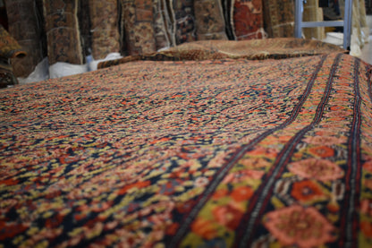 Antique Persian Senneh Rug, 4'6" x 6'10", in green, navy, pink and red - photo 3