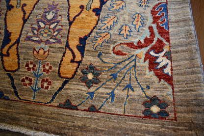 Persian Afghan Bidjar Rug, 8'11" x 11'11", in grey, khaki, purple and red - photo 3
