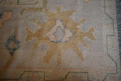 Turkish Oushak Rug, 11'11" x 15'1", in baby blue, peach and teal - photo 4