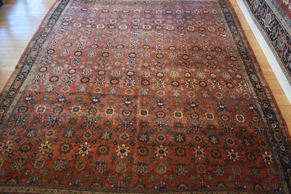 Antique Persian Bidjar Rug, 9'7" x 12'1", in blue, burgundy, gold and ivory - photo 3