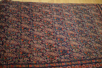 Antique Persian Senneh Rug, 4'6" x 6'10", in green, navy, pink and red - photo 4