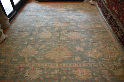 Afghan Oushak Rug, 12'1" x 15', in beige, gold, green and peach - photo 5