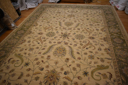 Indian Peshawar Rug, 12' x 18', in beige, cream and green - photo 4