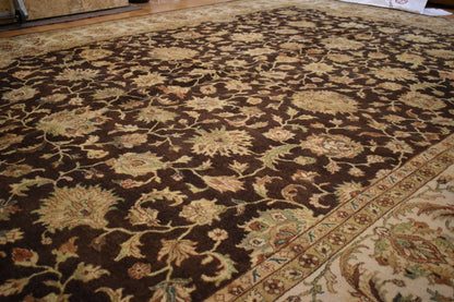 Indian Peshawar Rug, 9'11" x 14'2", in brown, cocoa, gold and khaki - photo 5