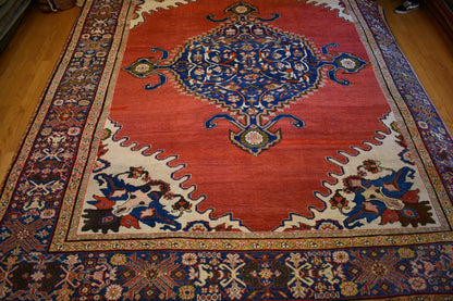 Antique Persian Mohal Rug, 8'11" x 11'3", in blue and red - photo 2