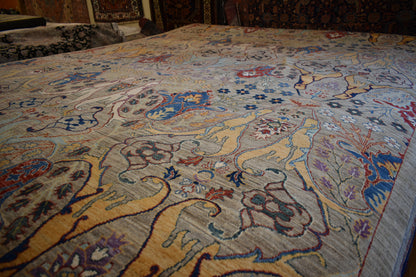 Persian Afghan Bidjar Rug, 8'11" x 11'11", in grey, khaki, purple and red - photo 5