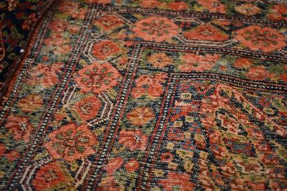 Antique Persian Senneh Rug, 4'6" x 6'10", in green, navy, pink and red - photo 6