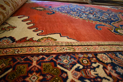 Antique Persian Mohal Rug, 8'11" x 11'3", in blue and red - photo 7