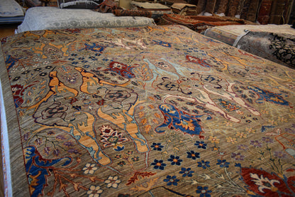 Persian Afghan Bidjar Rug, 8'11" x 11'11", in grey, khaki, purple and red - photo 6