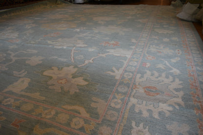 Afghan Oushak Rug, 12'1" x 15', in beige, gold, green and peach - photo 7
