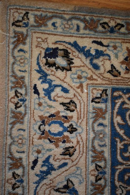 Vintage Persian Nain Rug with Silk, 2'7" x 4'2", in blue, ivory and navy - photo 5